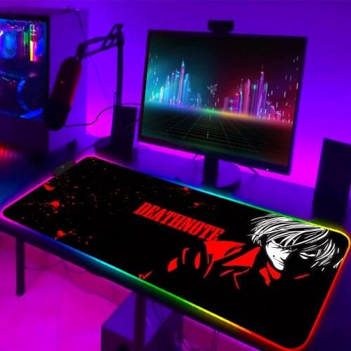 Death Note Anime Desk Mat RGB Gaming Accessories Mouse Pad Pc Gamer Computer Keyboard Mousepad XL 900X400 LED Glowing Mausepad