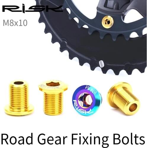 RISK 4pcs/box Road Bike Bicycle M8x10 Chainring Chain Wheel Gear Fixing Bolts Screws Nuts For Most Cranksets 105/UT6800/R8000/DA