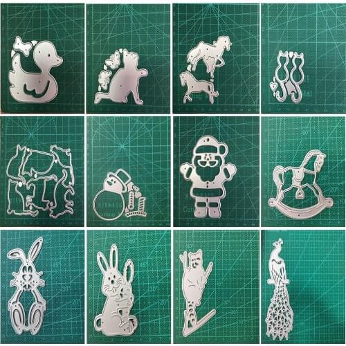 Little Duck Cat Horse Rabbit Peacock Metal Cutting Dies Mould Scrapbook Dies for Greet Card Making Cut Paper Craft 2021 New