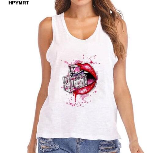 Fashion Sexy Lips Printed Tank Tops Women Oversized Graphics Harajuku casual Plus Size Sleeveless Tee Top Vest Female Clothes