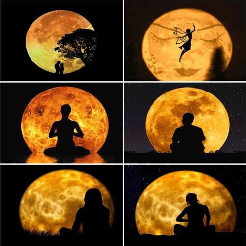 MomoArt 5D DIY Diamond Embroidery Moon Picture Of Rhinestones Diamond Painting Scenic Cross Stitch Mosaic Character Wall Decor