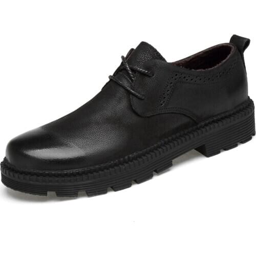 Genuine Leather Men Boots 2020 Autumn Winter Style Loafers Trend Versatile Casual Shoes England Korean-style Outdoor Sneaker