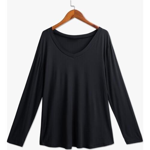 Autumn New Womens Plus Size 5XL T-shirt Fashion V Neck Rounded Hem T-shirt Soft Casual Loungwear Loose Large size Mujer Shirts