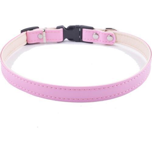 Breakaway Pet Dog Collars Pu Leather Adjustable 10-14'' Small Puppy Necklace Pets Products For Animals Pink Orange Green