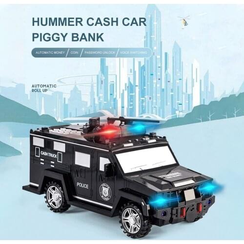 Fingerprint Toy Car Coin Gifts Lighting Password Electronic Children Automatic Sensing Kids Money Bank Piggy 1:16 Police