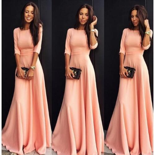 Beach Dress Ukraine Zanzea Cotton Polyester None 2018 Summer Hot New Seven-point Sleeve Dress Pure Color Large Swing Mop Female