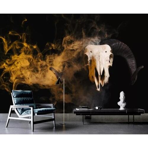 Custom 3D mural wallpaper abstract oil painting smoke antler 3D animal background wall decoration painting