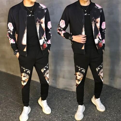 Casual Active Zipper Outwear 2PC Jacket+Pants Sets Autumn 2020 Mens Sportwear Suit Sweatshirt Tracksuit Without Hoodie Men