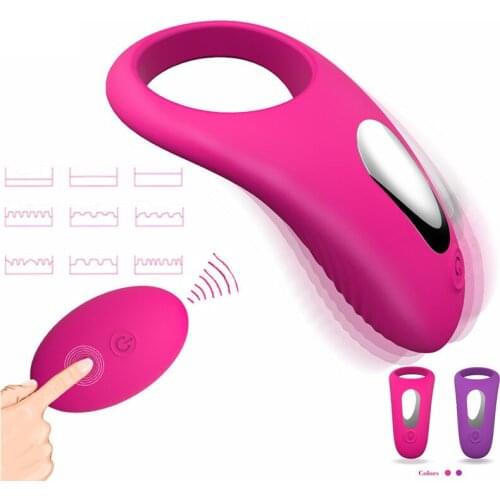 Remote Control 9 Speeds Delay Ejaculation Cock Penis Ring USB Charge Vibrator Adult Sex Toys for Men Women Machine Sex Shop