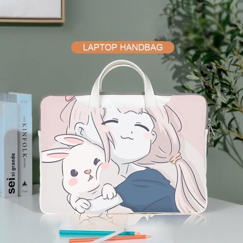 Cute PU Leather Laptop Bag 13.3 12 15.6 16inch Waterproof Notebook Bag Macbook Air Pro Xiaomi Huawei Computer Briefcase HandBag
