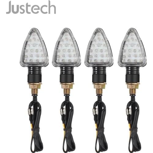 Justech 4Pcs E-Marked ECE Approvals Universal 18LED Lamp Bead Turn Signal Indicator Amber Light Waterproof For M10 Motorcycle