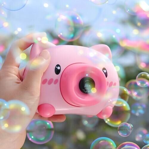 Pig Camera Bubble Machine Blower Blaster Electric Automatic Bubbling for Kids Outdoor Activity Summer Birthday Toy