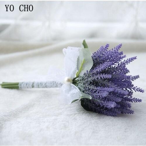 YO CHO Bridal Bouquet Artificial Lavender Wedding Bouquet for Bridesmaids Wedding Flowers Bridal Bouquet Marriage Accessories