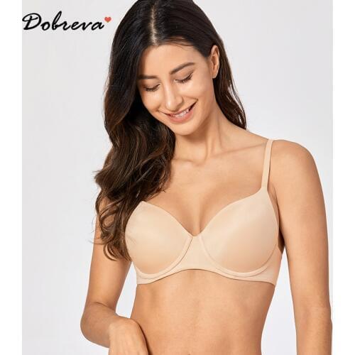 DOBREVA Womens Floral Lace Everyday Lightly Padded Full Coverage Underwire Bras