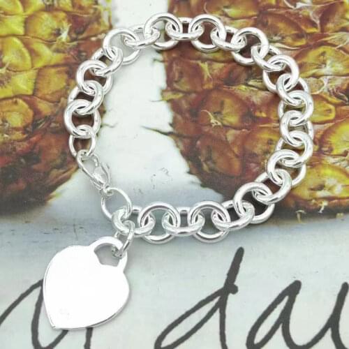 Bracelet 925 Sterling Silver Womens Pop Heart Pendant O Chain High Quality Luxury Brand Silver Jewelry Girlfriend Gift