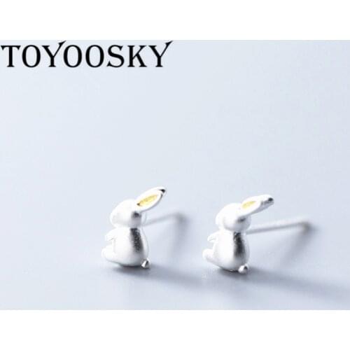 TOYOOSKY Genuine 925 Sterling Silver Rabbit Stud Earrings For Women Girl Student Prevent Allergy Sterling Silver Ear Wedding Jew