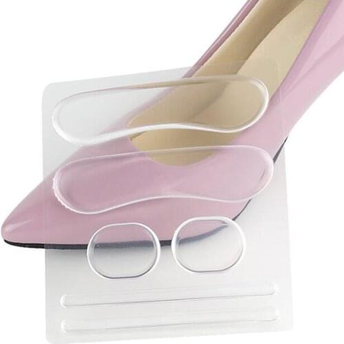 1 Set Women Shoes Heel Inserts Transparent Gel Stick Proof Anti Slip Heel Insole Feet Care Cushion Pads Accessories
