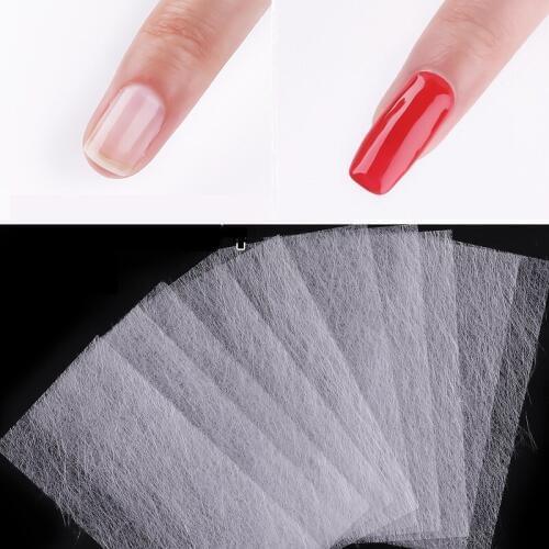 10pcs/set Silk Fiberglass Nail Extension For UV Gel Building Fiber Glass Form Non-Woven Nails Wrap French Acrylic DIY Manicure