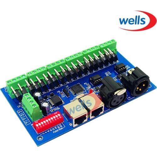 DMX512 18CH Controller DMX512 Decoder with RJ45 Output For RGB LED Strip Module Controller DC 12-24V
