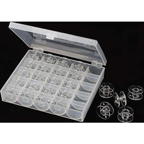 25Pcs Clear Sewing Machine Bobbins Spools Empty Bobbins Spools Plastic Storage Box For Home Sewing Accessories Tools AA7650