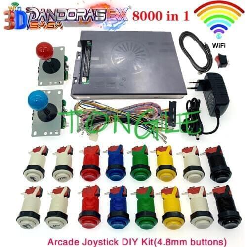 3D Pandora Saga EX Box 8000 in 1 Wifi DIY Kit 2 Playes Arcade Game Cabinet 8 Way Joystick Switch Type Push Button With Tutorial