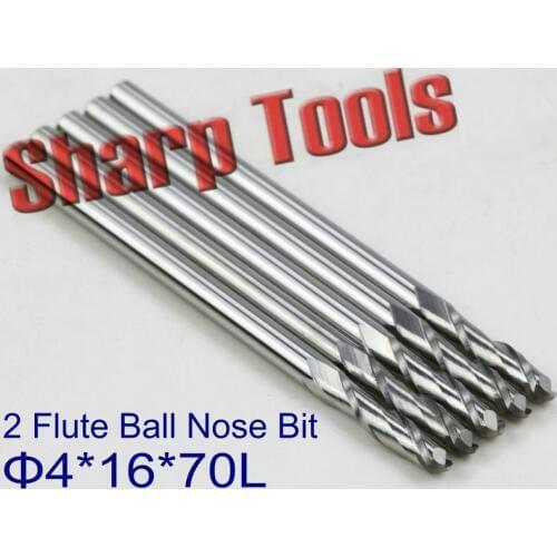 4*16*50L 2 Flute Carbide Cutter Ball Mill for Wood Carving 3D Engraving, Router CNC Bits Ball Nose Wood Milling Tools Cutters