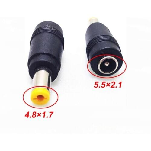 COMPSON 1PCS 5.5 x 2.1mm Female to 4.8 x 1.7mm Male DC Connector Power Adapter 180-degree 5.5 x2.1 to 4.8 x1.7