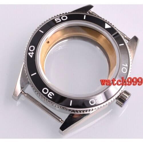 41mm Brushed watch Case ceramic Bezel Sapphire Glass Fit ETA 2824 2836 miyota 8205 8215 DG 2813 Movement