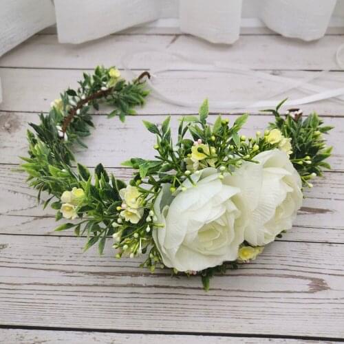 White Flower Wedding Crown Festival Headband Women Hair Accessories Headdress Girl Floral Garland Wedding Floral Headwear