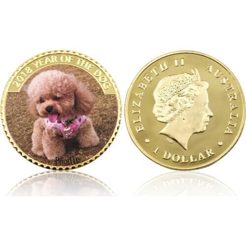 Home Decorative Metal Coins 24k 999.9 Gold Plated New Year Gift Coins Puppy Lucky Coins Metal Crafts