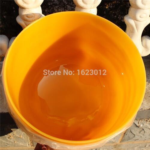 Doble Color Frosted Singing Quartz Crystal Bowl of 12 inch Note E Chakra Solar Plexus with Free mallet and O-ring