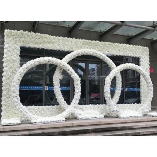 White Artificial flower square round Arch in Silk Rose and Hydrangea giant backdrop for wedding decoration