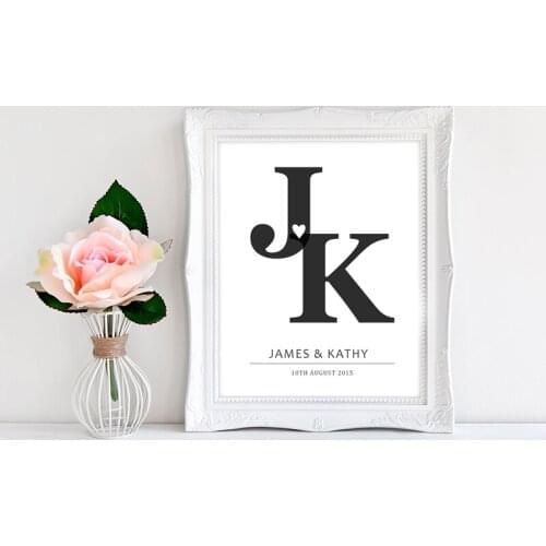 Canvas Paintings Poster Mono Wall Art Personalized Initials Love Print Anniversary Picture Bedroom Wedding Interior Home Decor