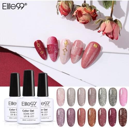 Elite99 10ml Laser Shimmer Gel Varnish Glitter Nails UV Hybrid Nail Art Manicure Gel Polish Soak Off Primer Gel Nail Polish