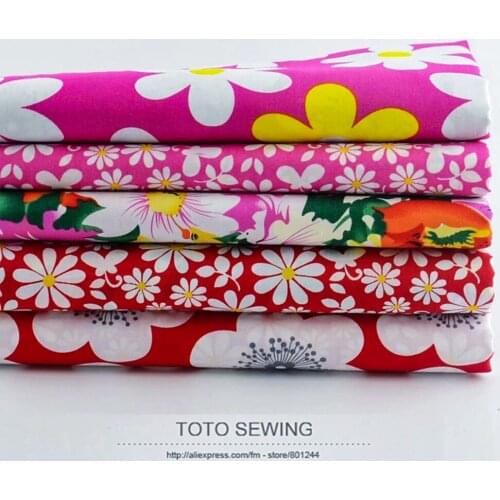Booksew Cotton Fabric 5 Designs 48cmx50cm pink red set patchwork fabrics for dress shirt clothing quilting tissue home textiles