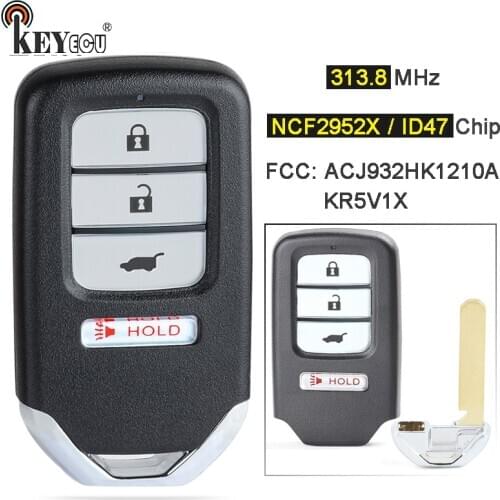 KEYECU 313.8MHz ID47 KR5V1X A2C83161800 / ACJ932HK1210A Smart 4 Button Remote Key Fob for Honda HR-V FIT CR-V CR-Z 2015-2020
