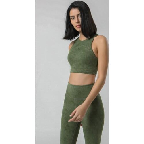 NWT Printed Tummy Control Workout Yoga Set Women 25 Inches Tight Squat Proof Leggings With Pockets 2 Piece Bra Running Clothing