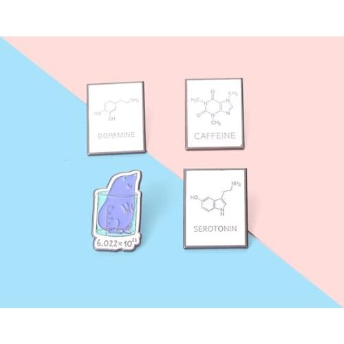 Creative Fun Geometry Chemistry Molecule Enamel Brooch Experiment Beaker Alloy Pins Badge Clothes Accessories Woman Jewelry Gift