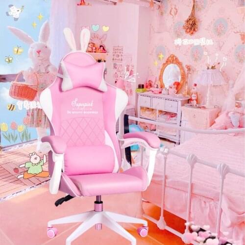 2021 Hot Sale Cute Pink E-sports Gaming Chair Home Girls Live Game Sports Seat Anchor Office Computer Rotatable Liftable Chair