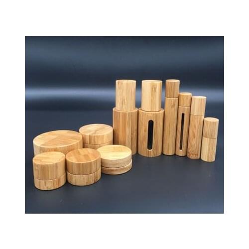 5ml 10ml 30ml 50ml Natural Bamboo Refillable Bottle Cosmetics Jars Box Makeup Cream Storage Pot Container Round Bottles Portable