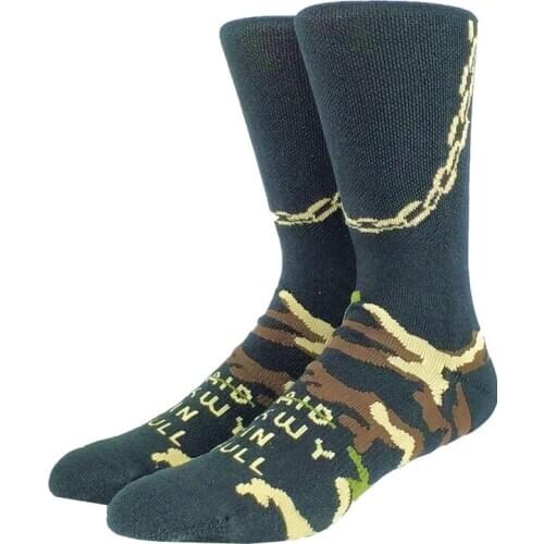 Mens Chain Camouflage Thick Combed Cotton Socks