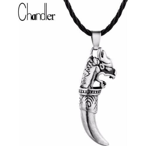 Chandler Punk Tooth Spike Necklaces Brave Men Wolf Tooth Spike Necklace Women Men Jewelry Fang Tooth Amulet Choker