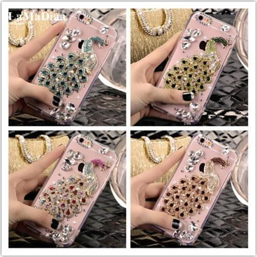 For Samsung GalaxyJ3 J5 J4 J6 J7 J8 2018 A6 A8 A7 A5 A3 A50 A80Bling Luxury Crystal Rhinestone Peacock Diamond Soft Case Phones