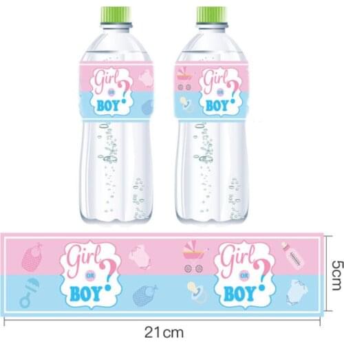 12pcs Gender Reveal Party Decoratons Boy Or Girl Mineral Water Bottle Stickers Baby Shower 1th Birthday Party Supplies