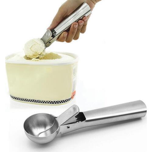 Stainless Steel Ice Cream Scoop Fruit Ice Ball Maker Candy Bar Accessorizes Ice Cream Spoon Kitchen Gadgets Tool 100gA