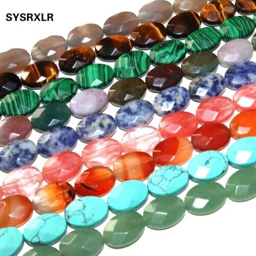 Faceted Natural Stone 6 8 10 12mm Oval Shape Agates Crystal Tiger Eye Beads For Jewelry Making DIY Necklace Bracelet Accessories