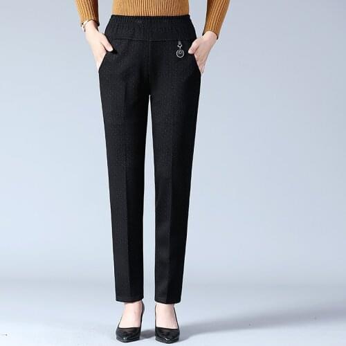 Autumn Middl Aged Women 2019 new Elastic Waist Casual Straight Pants Female Trousers Plus Size Clothing