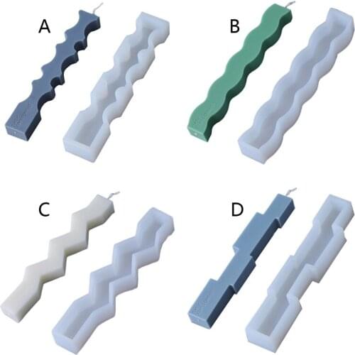Special Shaped Strip Candle Silicone Mold Handmade Making Candles Mould Decor E56C