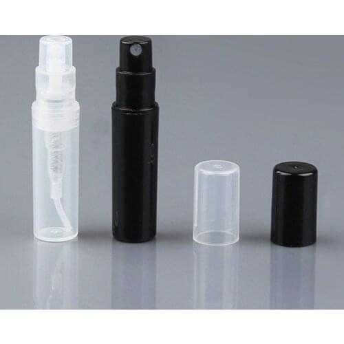 50pcs/lot 2ml 3ml 4ml 5ml Plastic Perfume Bottle Refillable Sample Test Spray Bottle Mist Sprayer Black White Clear Color