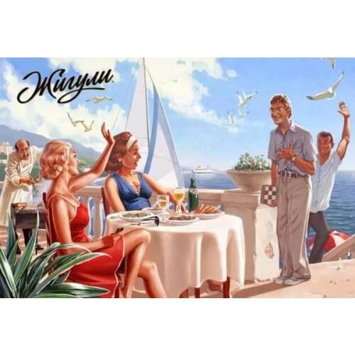 Resort Flew Beach Beauty Sexy Cool Pin-Up USSR Soviet Vintage Retro Canvas Poster DIY Wall Home Bar Posters Home Decor Gift